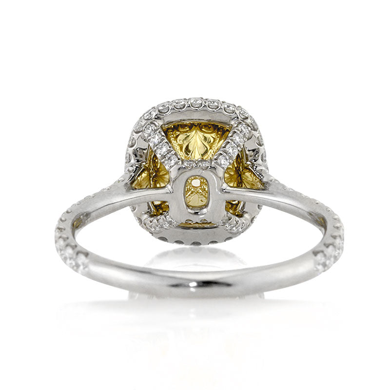 2.63ct Fancy Yellow Cushion Cut Diamond Engagement Ring