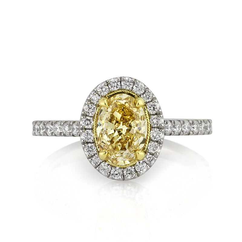 1.65ct Fancy Yellow Oval Cut Diamond Engagement Ring