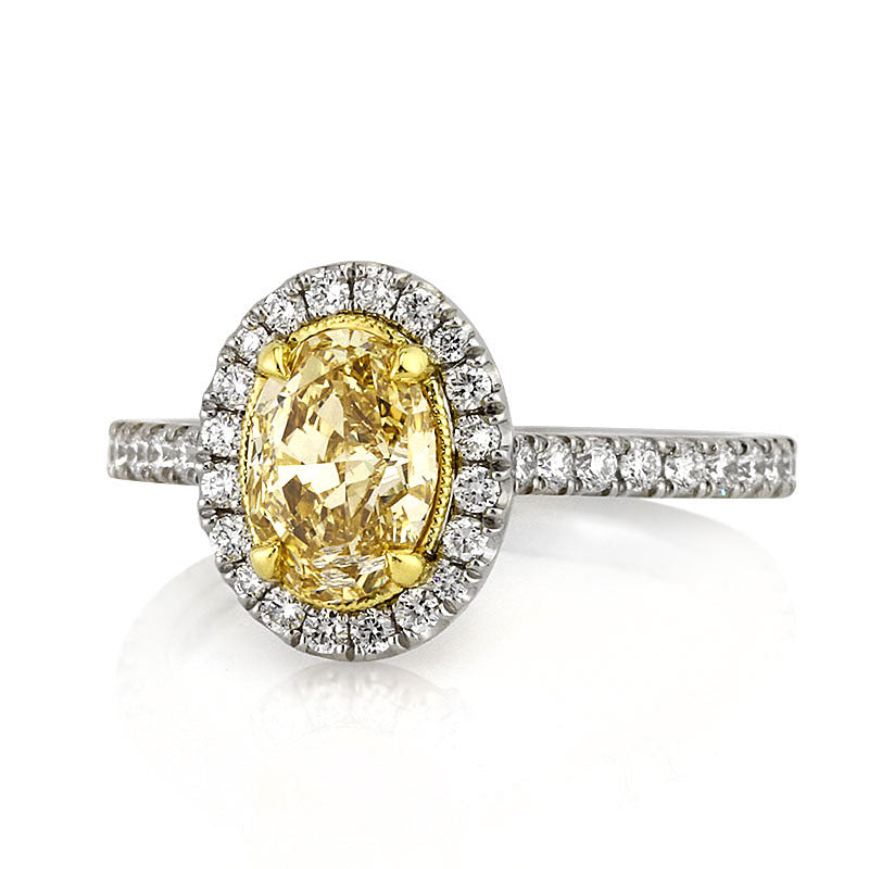 1.65ct Fancy Yellow Oval Cut Diamond Engagement Ring