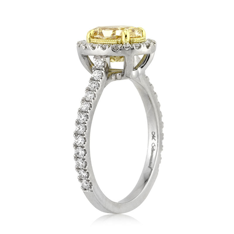1.65ct Fancy Yellow Oval Cut Diamond Engagement Ring