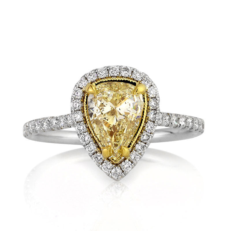 1.57ct Fancy Light Yellow Pear Shaped Diamond Engagement Ring