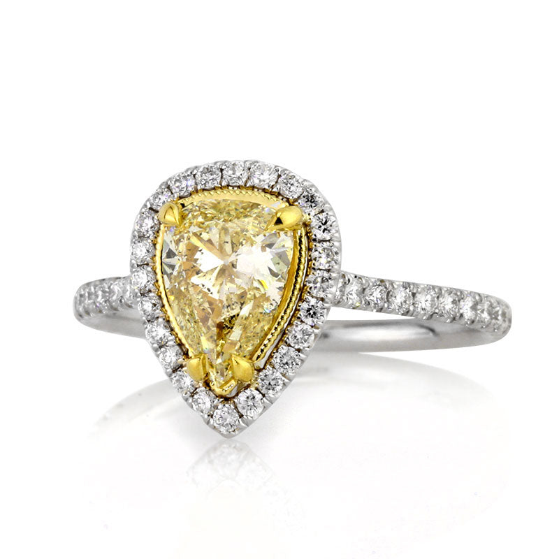 1.57ct Fancy Light Yellow Pear Shaped Diamond Engagement Ring