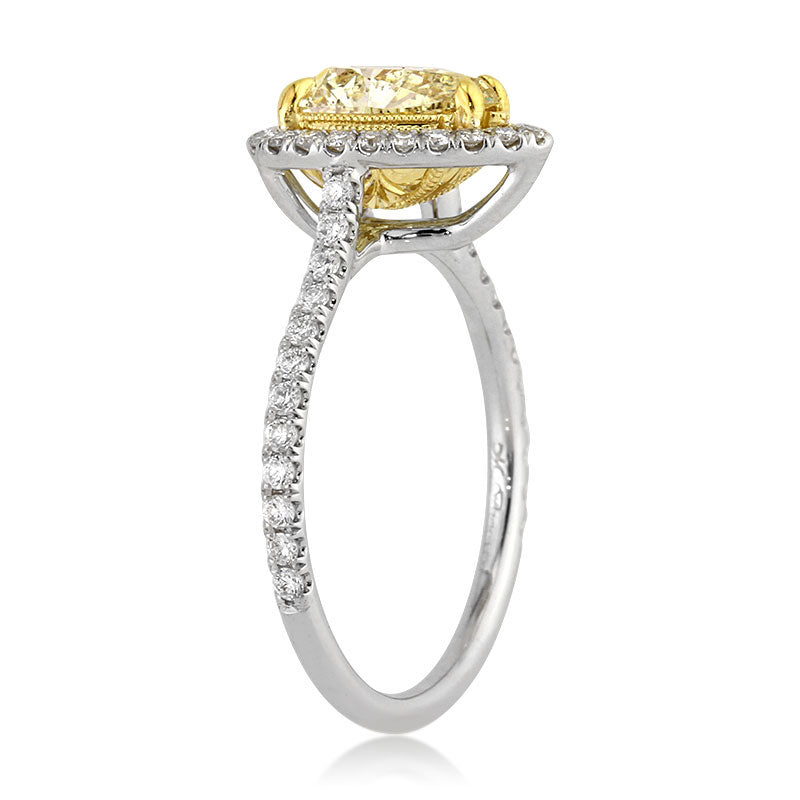 1.57ct Fancy Light Yellow Pear Shaped Diamond Engagement Ring