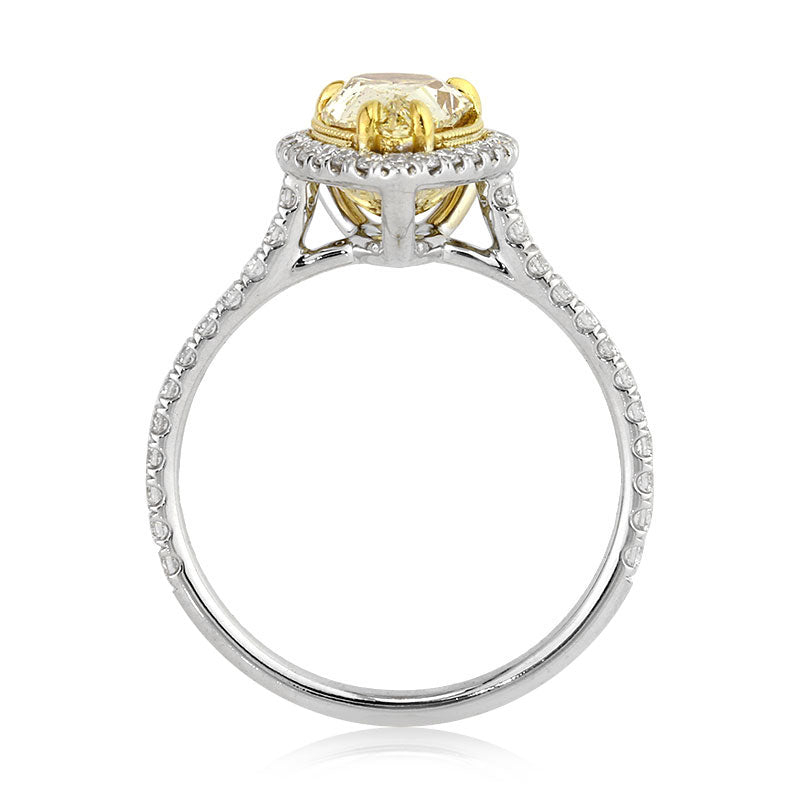 1.57ct Fancy Light Yellow Pear Shaped Diamond Engagement Ring