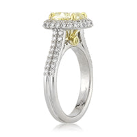 2.92ct Fancy Yellow Cushion Cut Diamond Engagement Ring