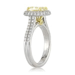 2.92ct Fancy Yellow Cushion Cut Diamond Engagement Ring