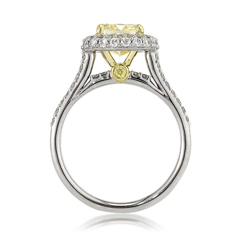 2.92ct Fancy Yellow Cushion Cut Diamond Engagement Ring