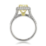 2.92ct Fancy Yellow Cushion Cut Diamond Engagement Ring