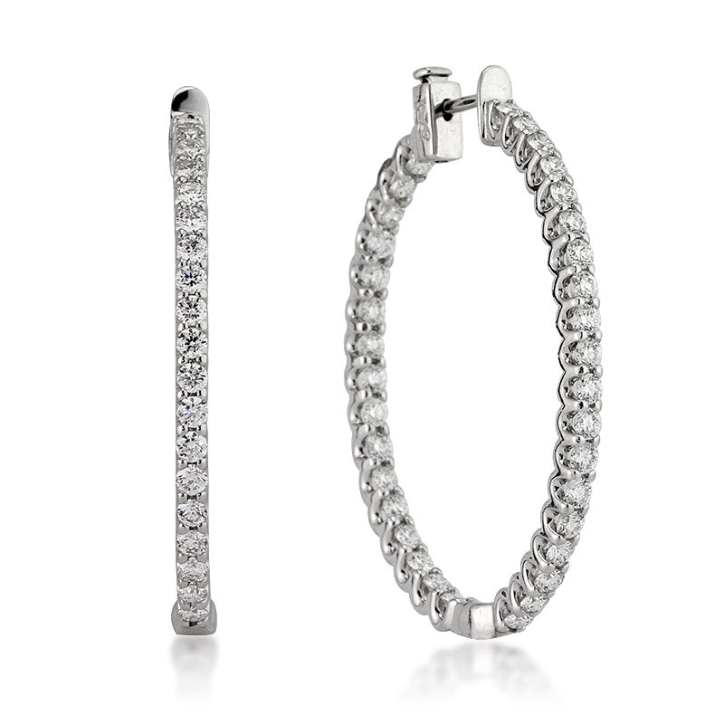 3.00ct Round Brilliant Cut Diamond Hoop Earrings