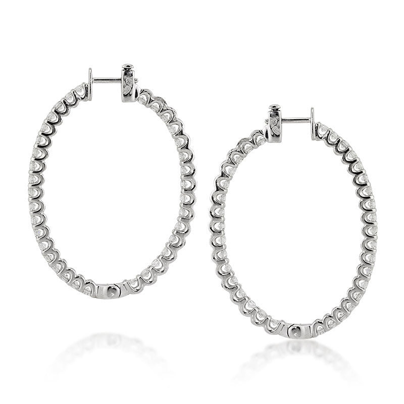 3.00ct Round Brilliant Cut Diamond Hoop Earrings