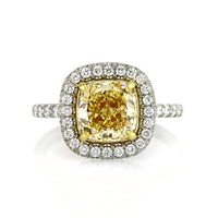 3.72ct Fancy Yellow Cushion Cut Diamond Engagement Ring