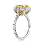 3.72ct Fancy Yellow Cushion Cut Diamond Engagement Ring