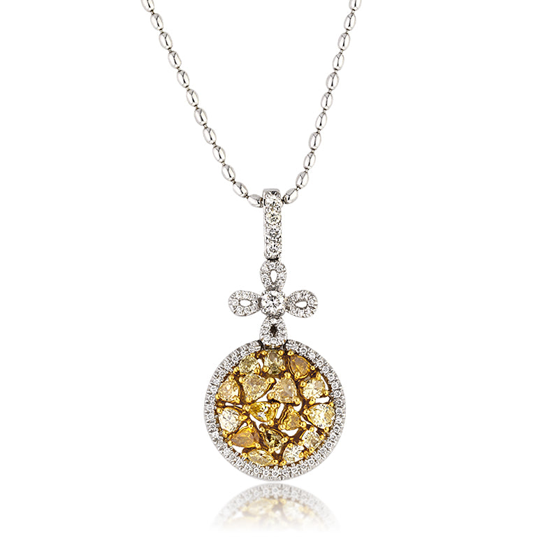 1.84ct Fancy Color Round Brilliant and Oval Cut Diamond Pendant