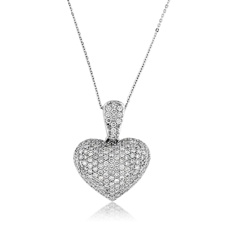 3.00ct Round Brilliant Cut Diamond Heart Pendant