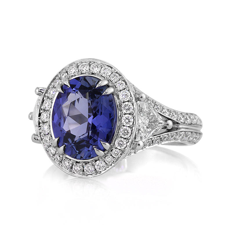 4.78ct Oval Cut Sapphire and Diamond Engagement Ring