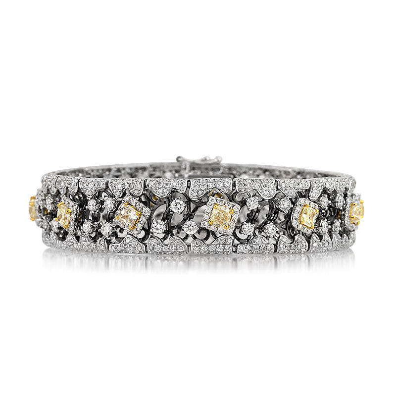 9.76ct Fancy Yellow and White Diamond Bracelet