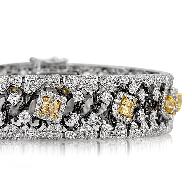 9.76ct Fancy Yellow and White Diamond Bracelet