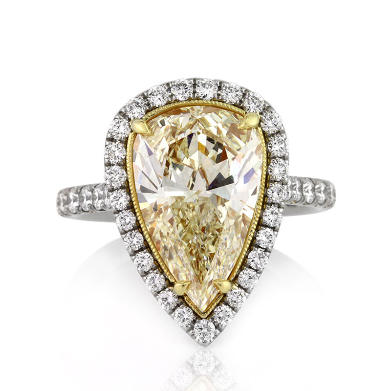 5.08ct Fancy Yellow Pear Shaped Diamond Engagement Ring