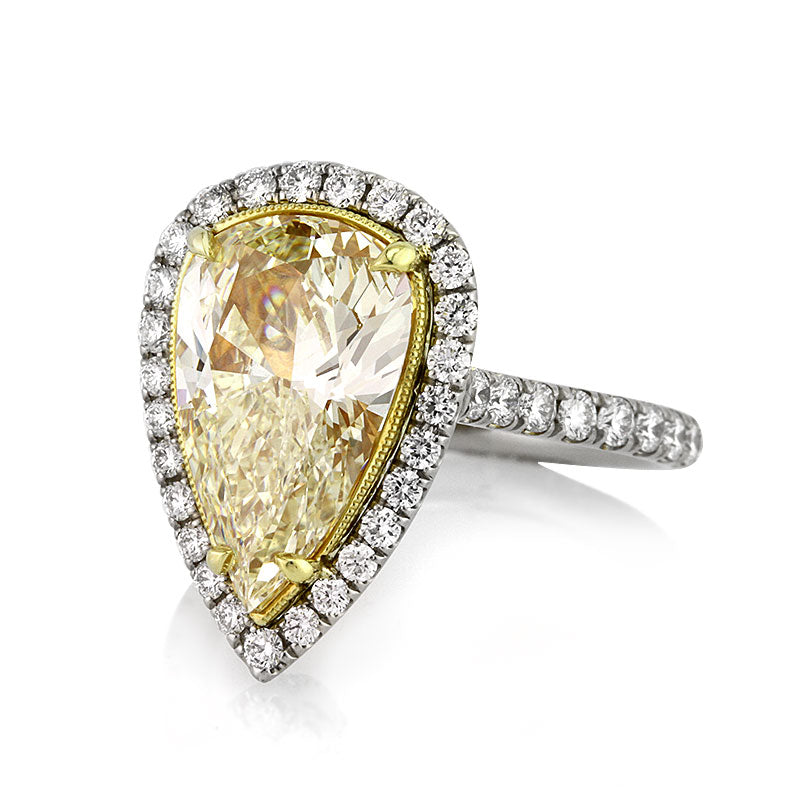 5.08ct Fancy Yellow Pear Shaped Diamond Engagement Ring