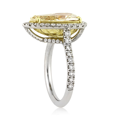 5.08ct Fancy Yellow Pear Shaped Diamond Engagement Ring