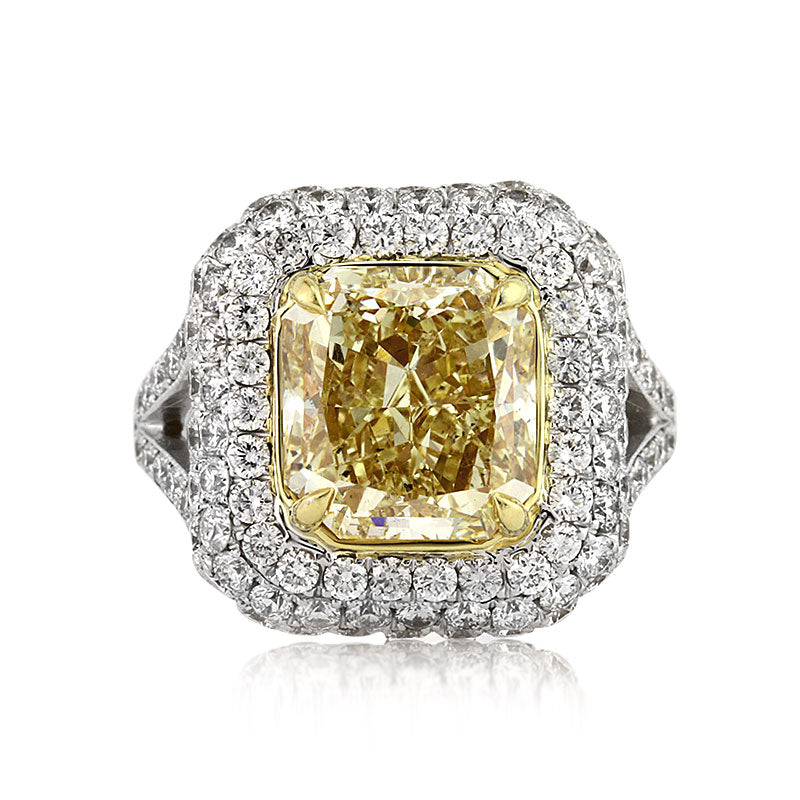 5.93ct Fancy Yellow Radiant Cut Diamond Engagement Ring