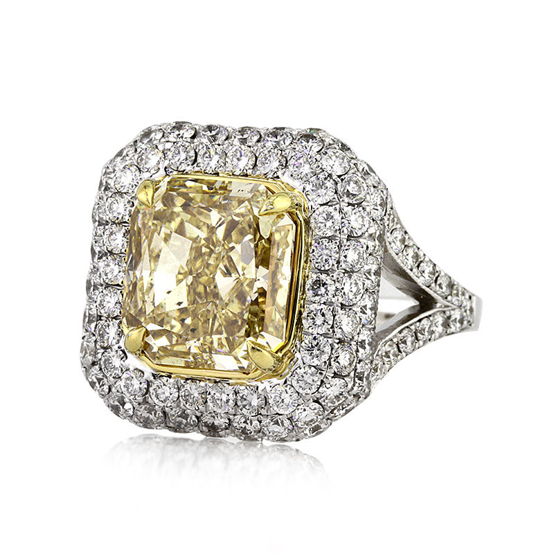 5.93ct Fancy Yellow Radiant Cut Diamond Engagement Ring