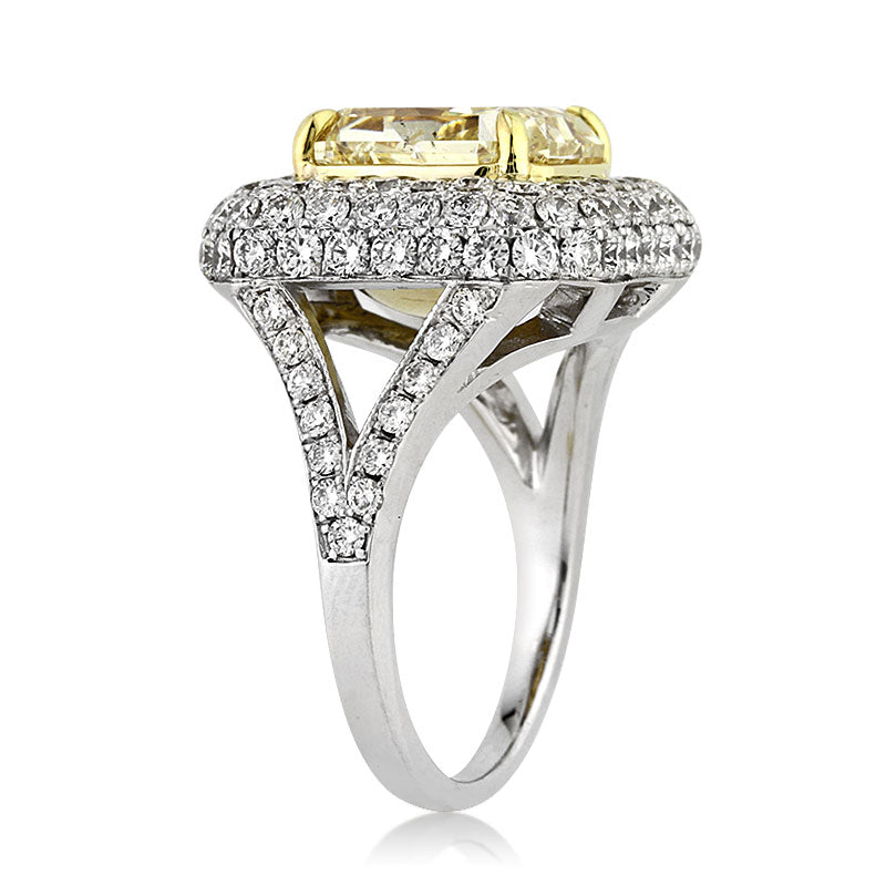 5.93ct Fancy Yellow Radiant Cut Diamond Engagement Ring