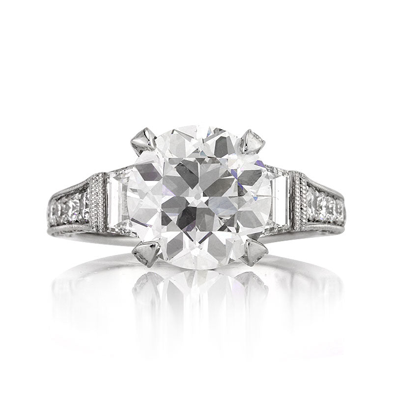 5.60ct Antique European Round Cut Diamond Engagement Ring