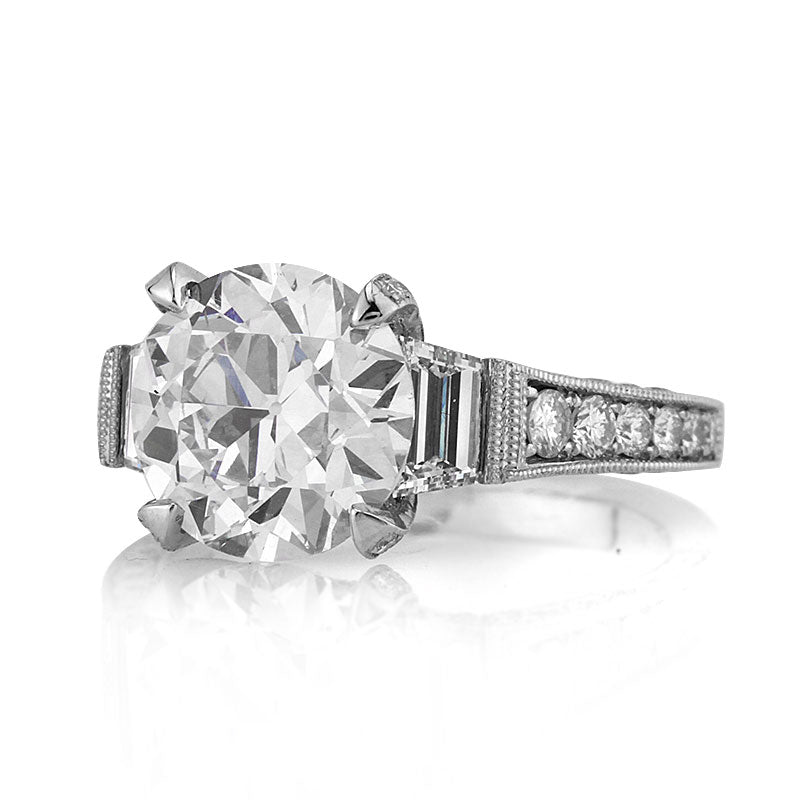 5.60ct Antique European Round Cut Diamond Engagement Ring