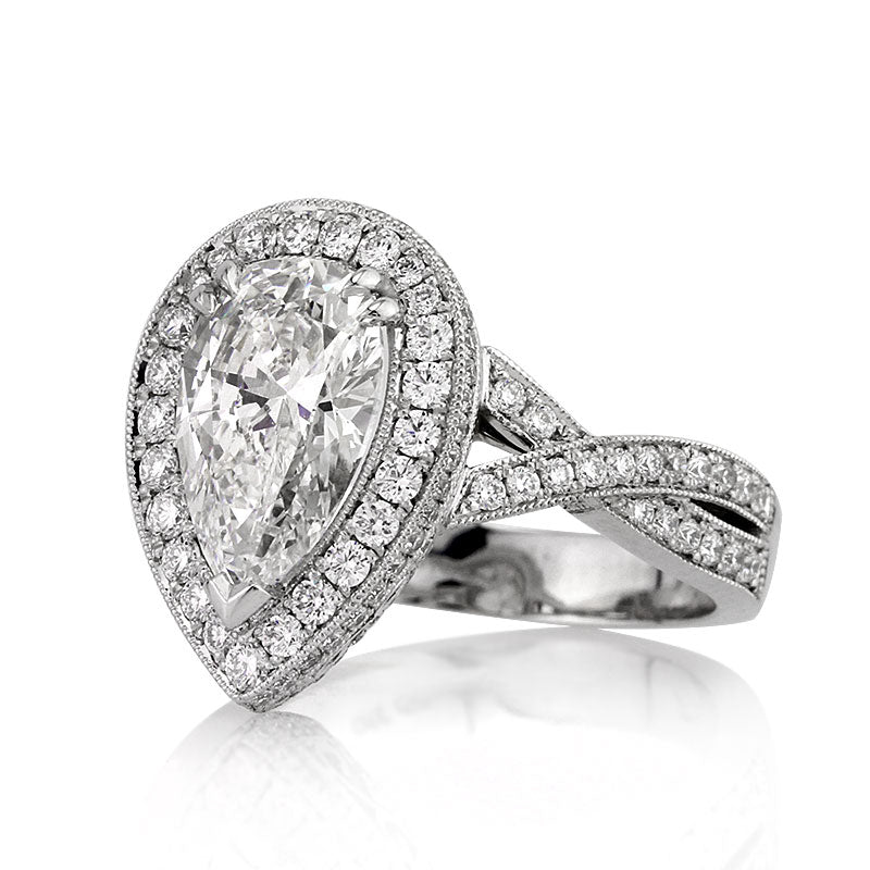 3.14ct Pear Shaped Diamond Engagement Ring