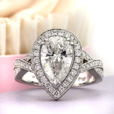 3.14ct Pear Shaped Diamond Engagement Ring
