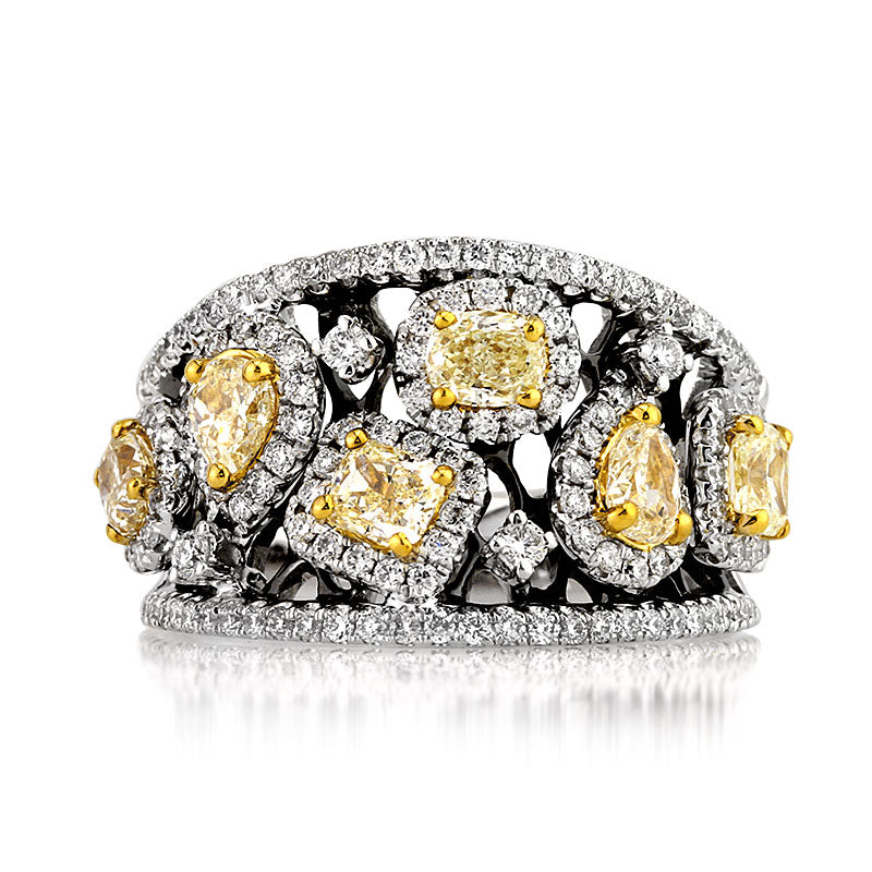 2.03ct Fancy Yellow and White Diamond Right-Hand Ring