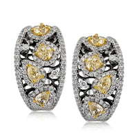 2.68ct Fancy Yellow Oval Cut and Pear Shaped Diamond Earrings