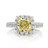 3.19ct Fancy Yellow Cushion Cut Diamond Engagement Ring