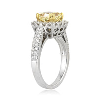 3.19ct Fancy Yellow Cushion Cut Diamond Engagement Ring