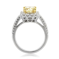3.19ct Fancy Yellow Cushion Cut Diamond Engagement Ring