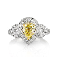 1.81ct Fancy Intense Yellow Pear Shaped Diamond Engagement Ring