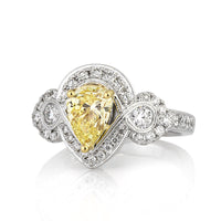 1.81ct Fancy Intense Yellow Pear Shaped Diamond Engagement Ring