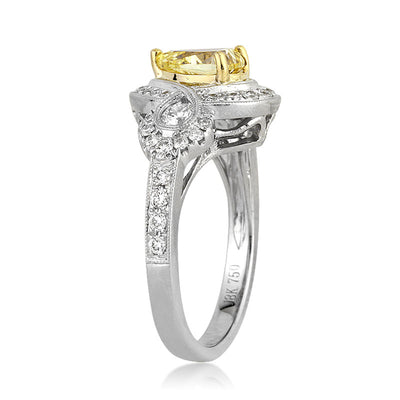 1.81ct Fancy Intense Yellow Pear Shaped Diamond Engagement Ring