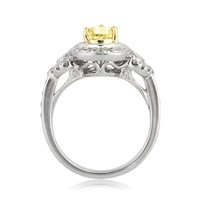 1.81ct Fancy Intense Yellow Pear Shaped Diamond Engagement Ring