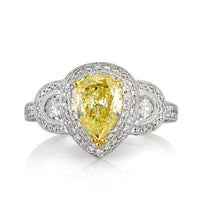 2.14ct Fancy Intense Yellow Pear Shaped Diamond Engagement Ring