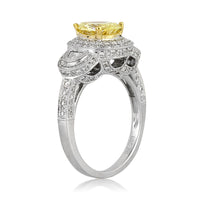 2.14ct Fancy Intense Yellow Pear Shaped Diamond Engagement Ring
