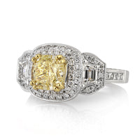 2.81ct Fancy Yellow Cushion Cut Diamond Engagement Ring