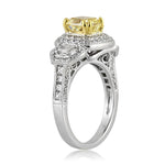 2.81ct Fancy Yellow Cushion Cut Diamond Engagement Ring