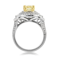 2.81ct Fancy Yellow Cushion Cut Diamond Engagement Ring