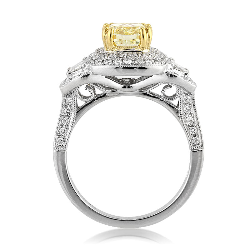 2.81ct Fancy Yellow Cushion Cut Diamond Engagement Ring