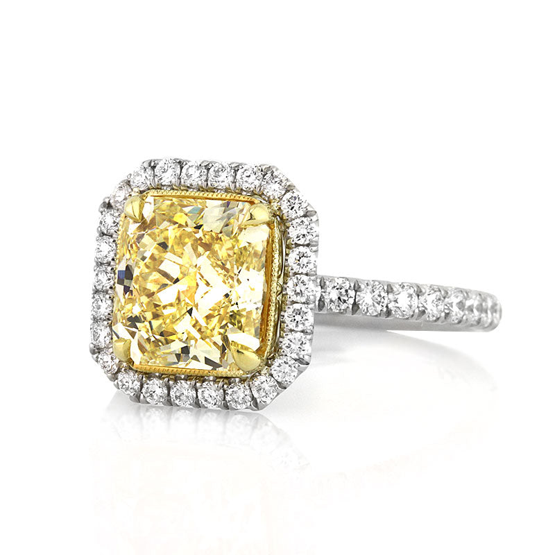 3.42ct Fancy Yellow Radiant Cut Diamond Engagement Ring