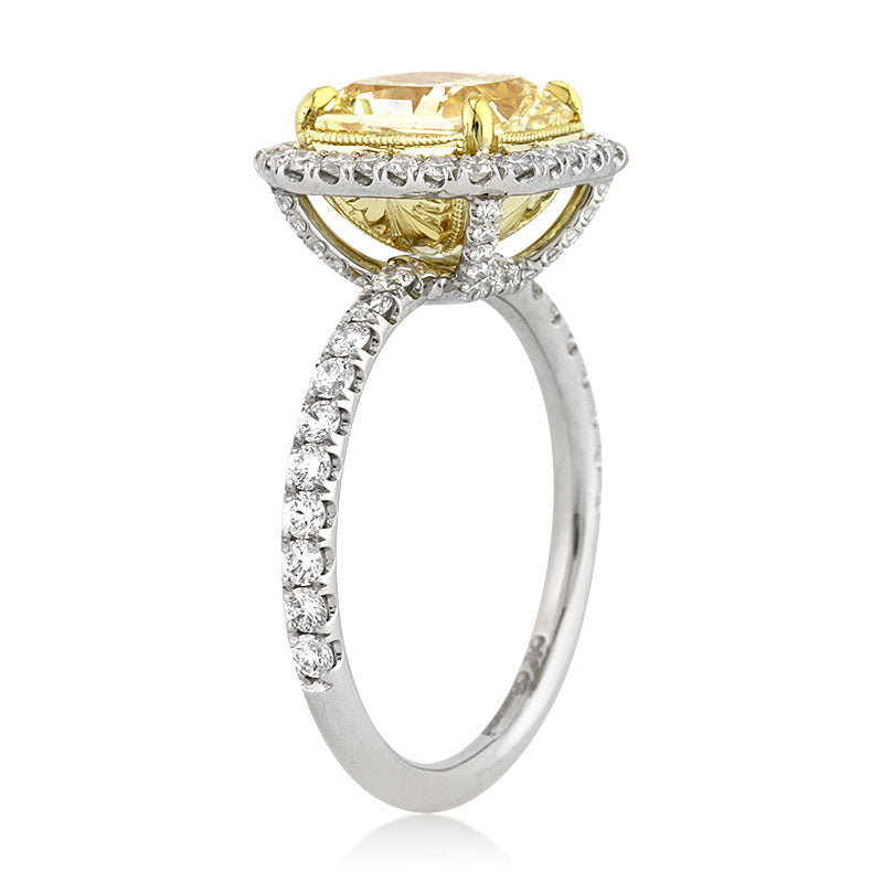 3.42ct Fancy Yellow Radiant Cut Diamond Engagement Ring