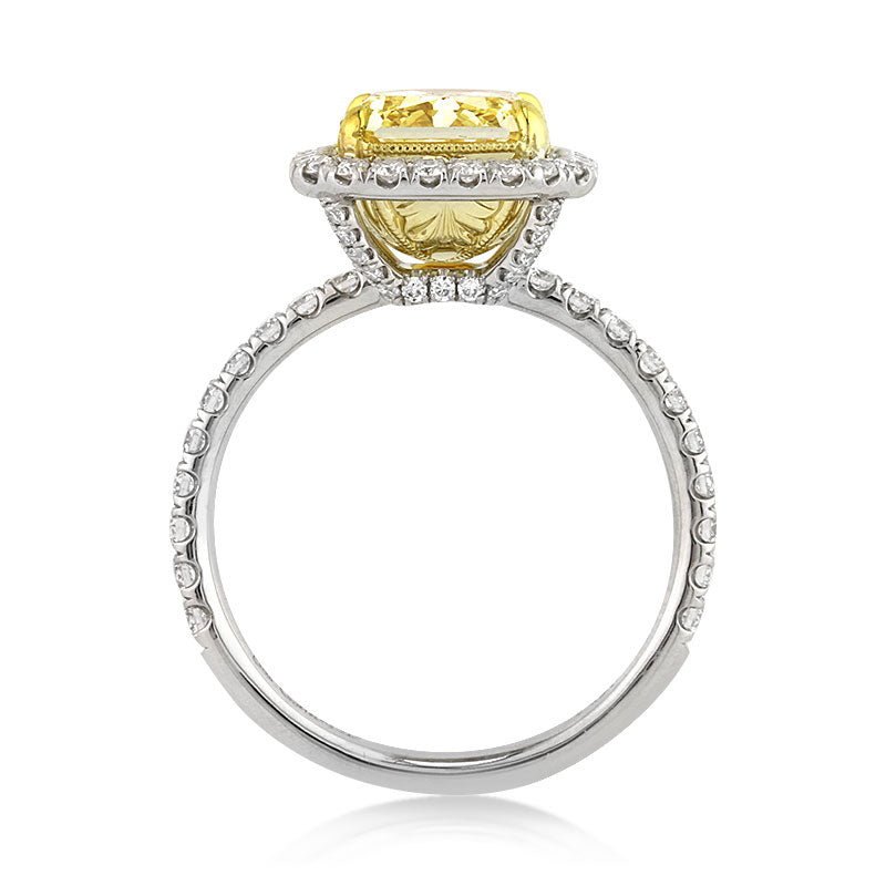 3.42ct Fancy Yellow Radiant Cut Diamond Engagement Ring