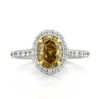 2.05ct Fancy Dark Brown Yellow Oval Cut Diamond Engagement Ring